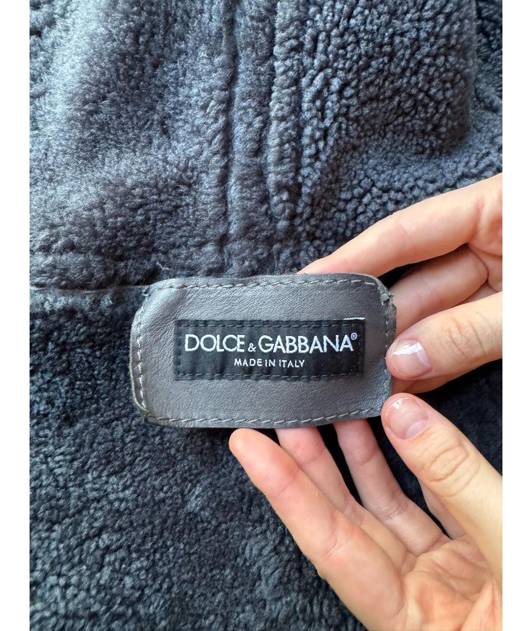 DOLCE&GABBANA Серая кожаная дубленка, фото 5