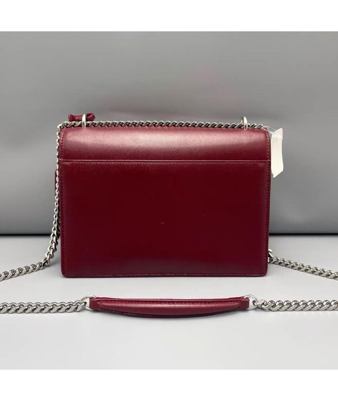 SAINT LAURENT Бордовая кожаная сумка через плечо, фото 2