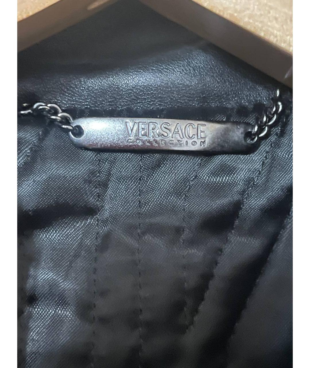 VERSACE COLLECTION Черная кожаная куртка, фото 3