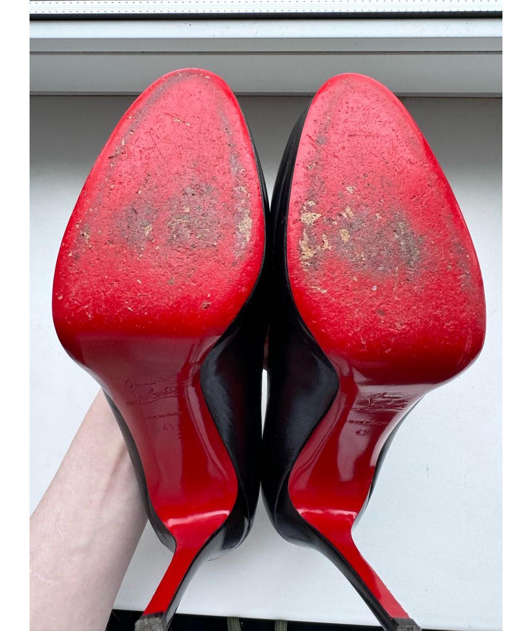 CHRISTIAN LOUBOUTIN Черные кожаные туфли, фото 5
