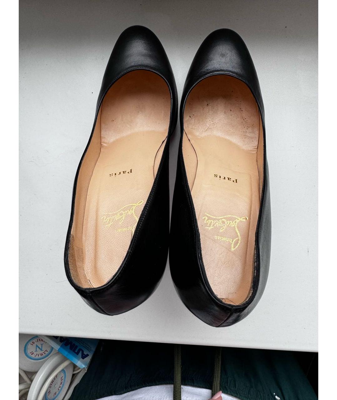 CHRISTIAN LOUBOUTIN Черные кожаные туфли, фото 3