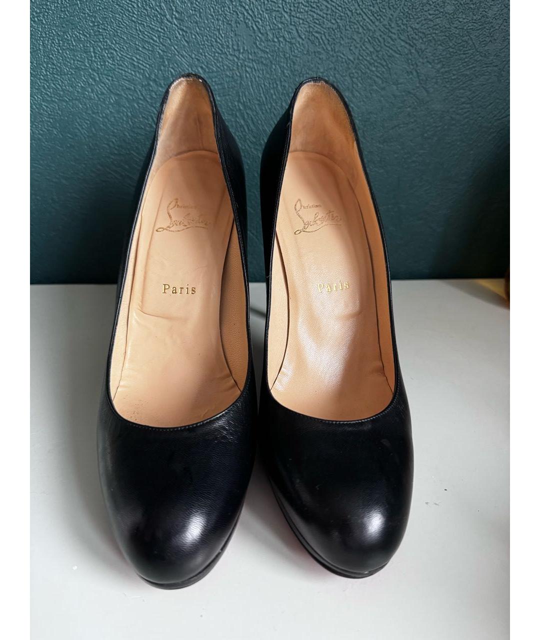 CHRISTIAN LOUBOUTIN Черные кожаные туфли, фото 2