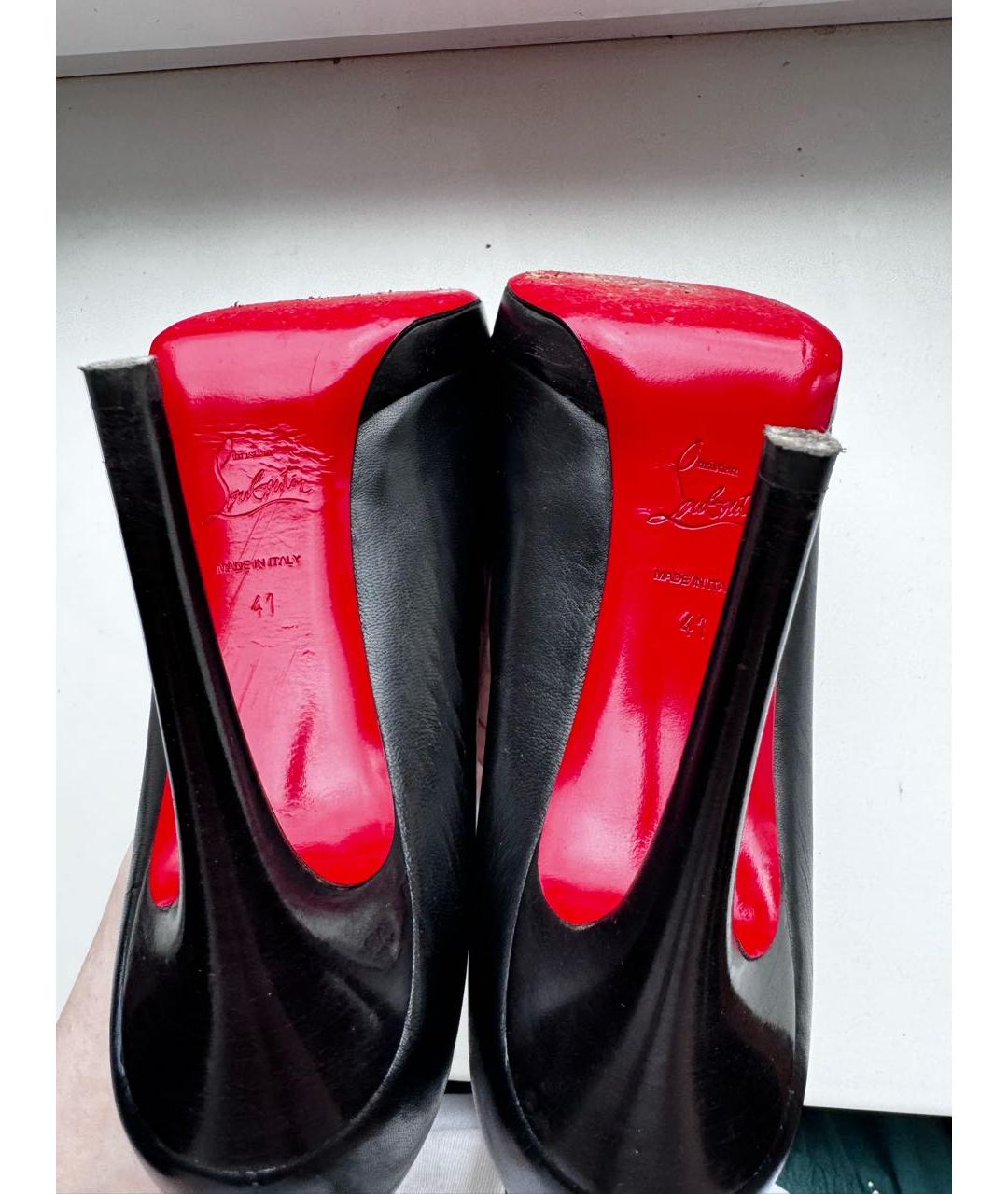 CHRISTIAN LOUBOUTIN Черные кожаные туфли, фото 7