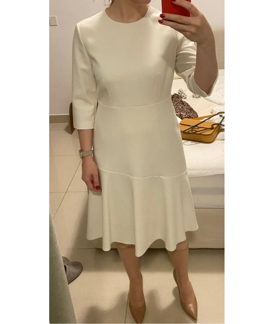 HUGO BOSS Белое хлопко-эластановое повседневное платье, фото 8