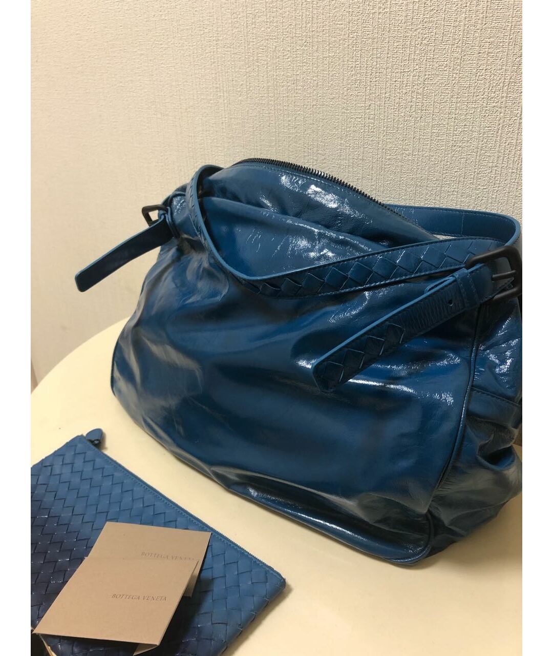 BOTTEGA VENETA Бирюзовая кожаная сумка тоут, фото 3