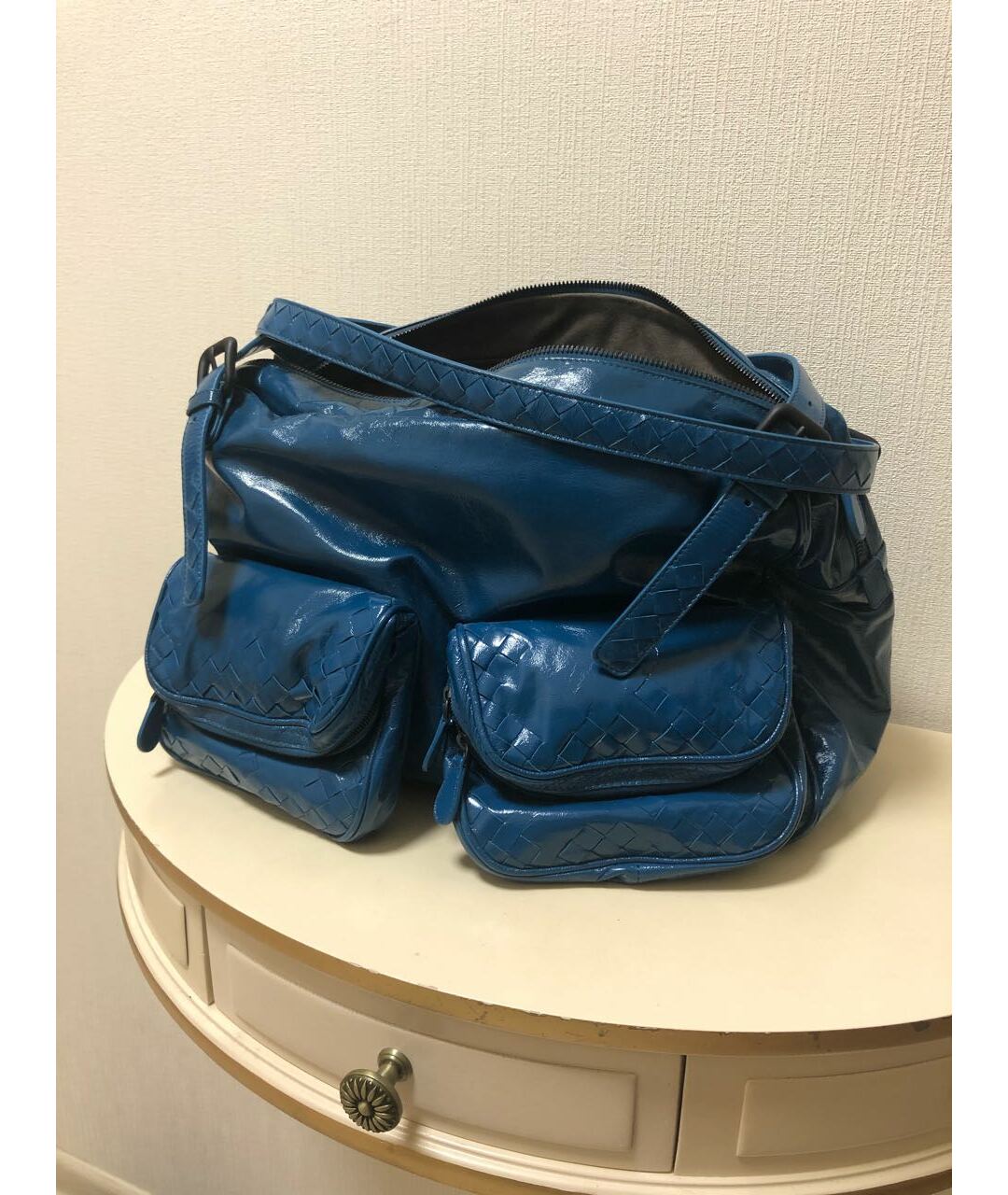 BOTTEGA VENETA Бирюзовая кожаная сумка тоут, фото 5