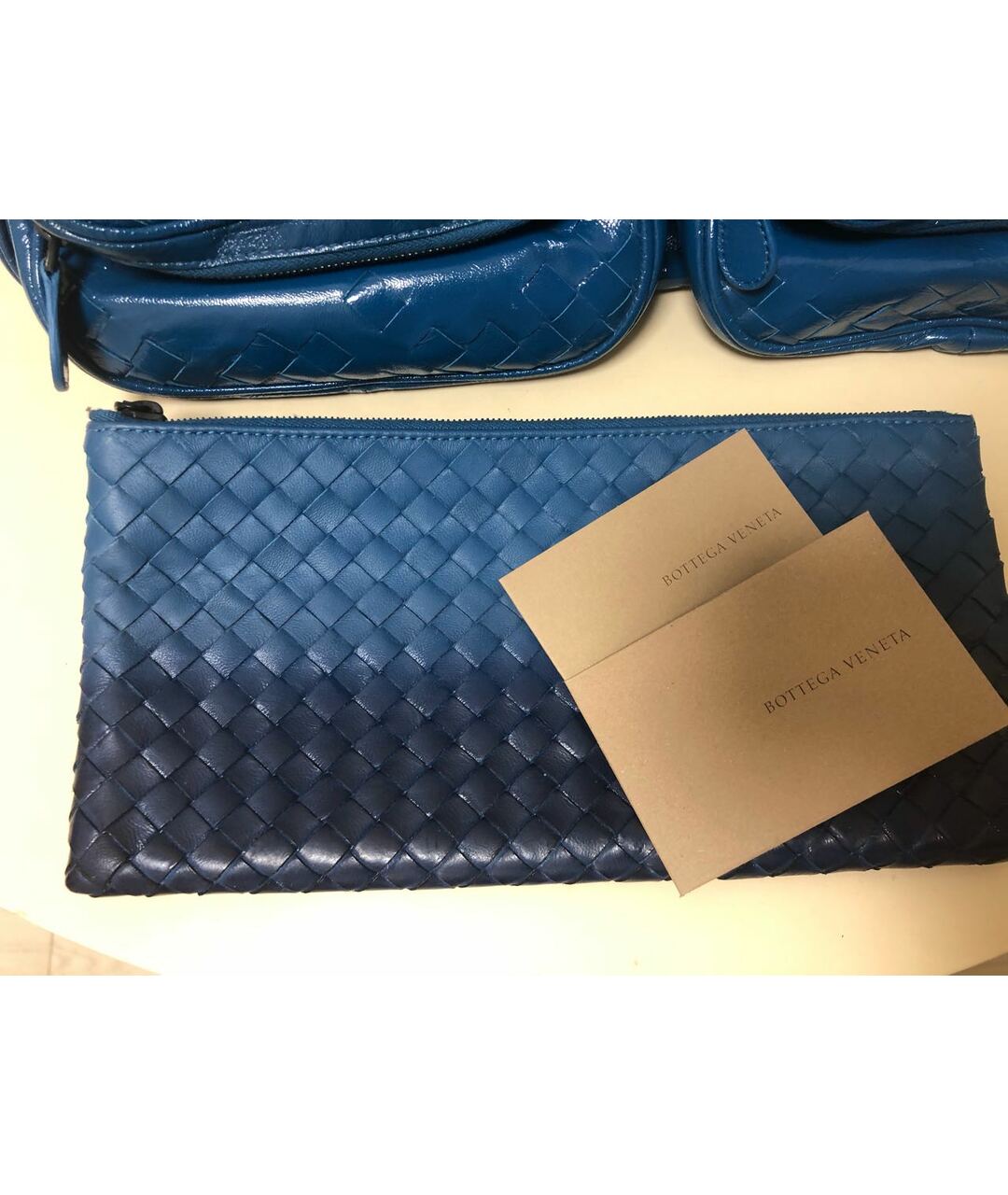 BOTTEGA VENETA Бирюзовая кожаная сумка тоут, фото 2