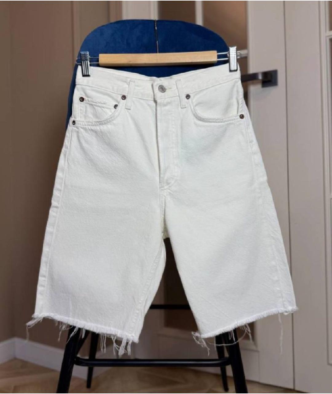 AGOLDE Белые хлопковые шорты, фото 7