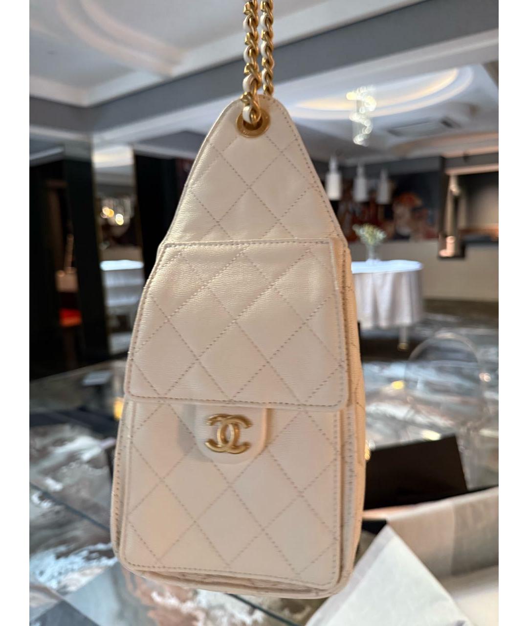 CHANEL Белая кожаная сумка тоут, фото 3