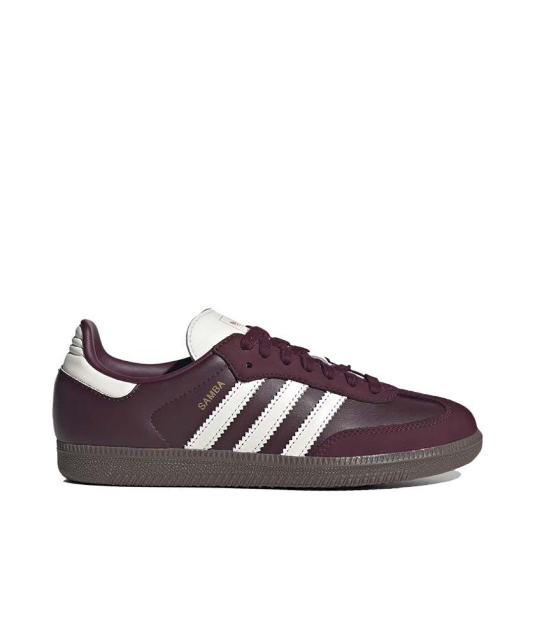 ADIDAS Бордовые кожаные кеды, фото 1