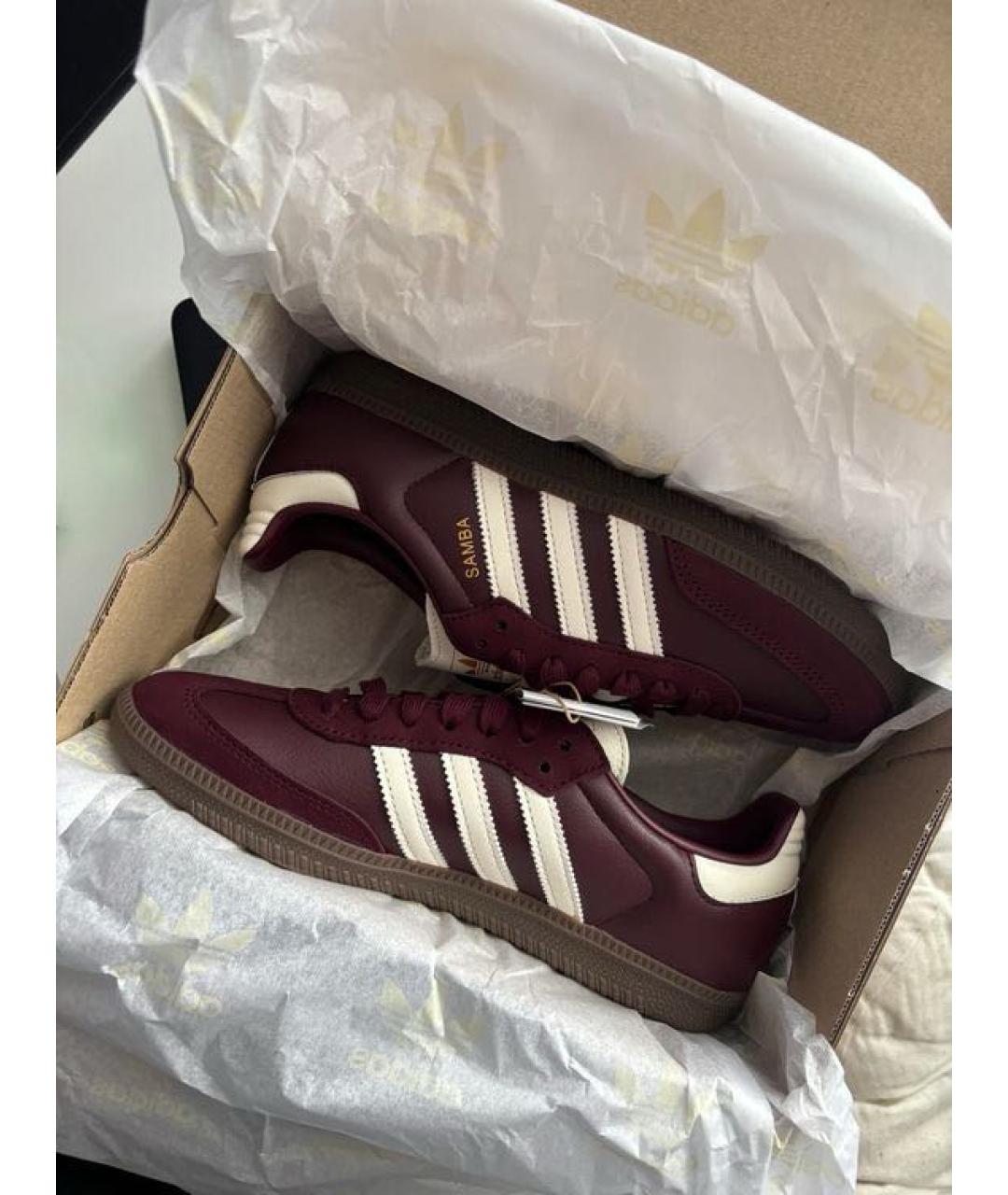 ADIDAS Бордовые кожаные кеды, фото 2