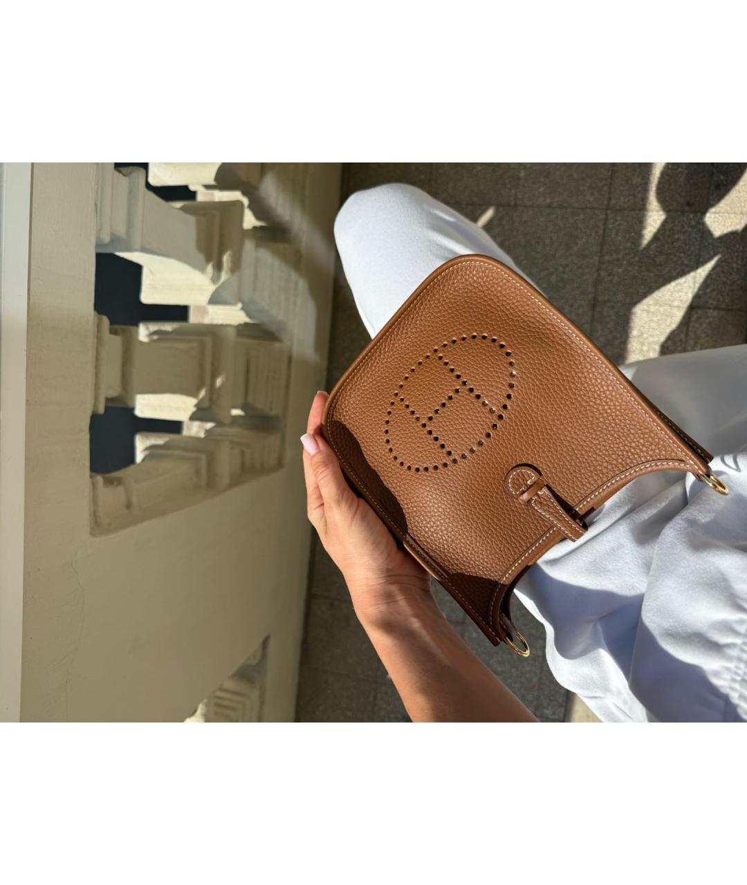 HERMES Коричневая кожаная сумка тоут, фото 3