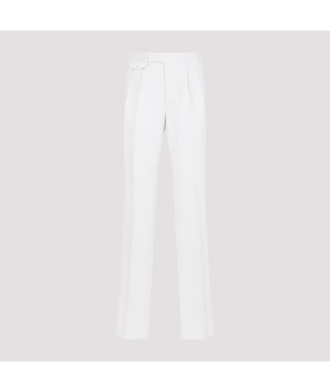 RALPH LAUREN PURPLE LABEL Белые шелковые повседневные брюки, фото 3