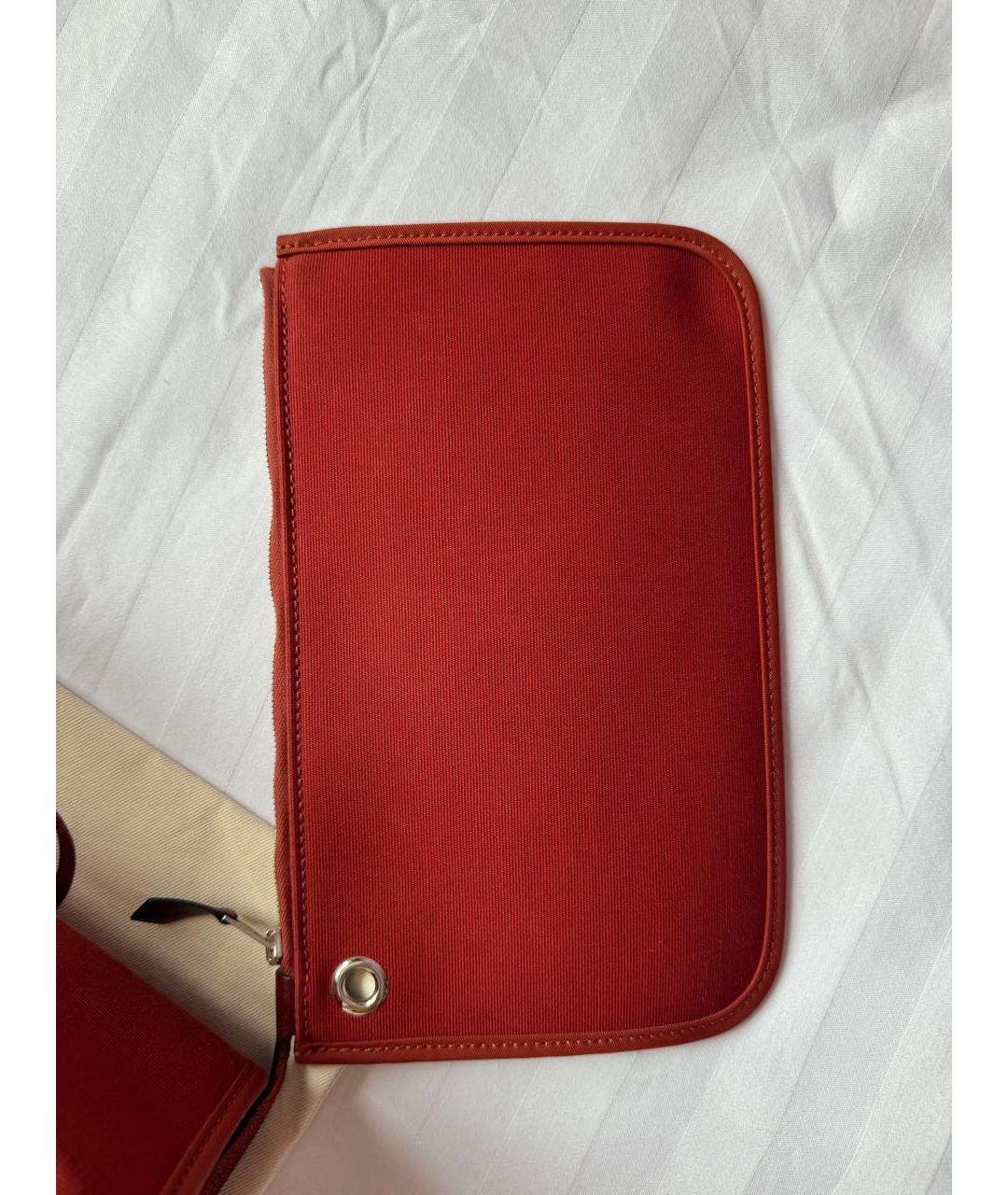 HERMES Бордовая тканевая сумка тоут, фото 5