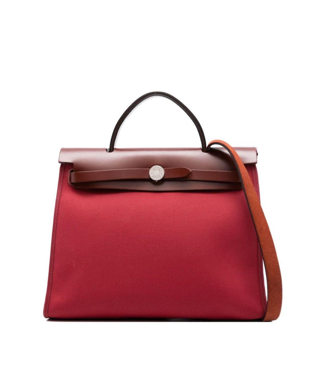 HERMES Бордовая тканевая сумка тоут, фото 1