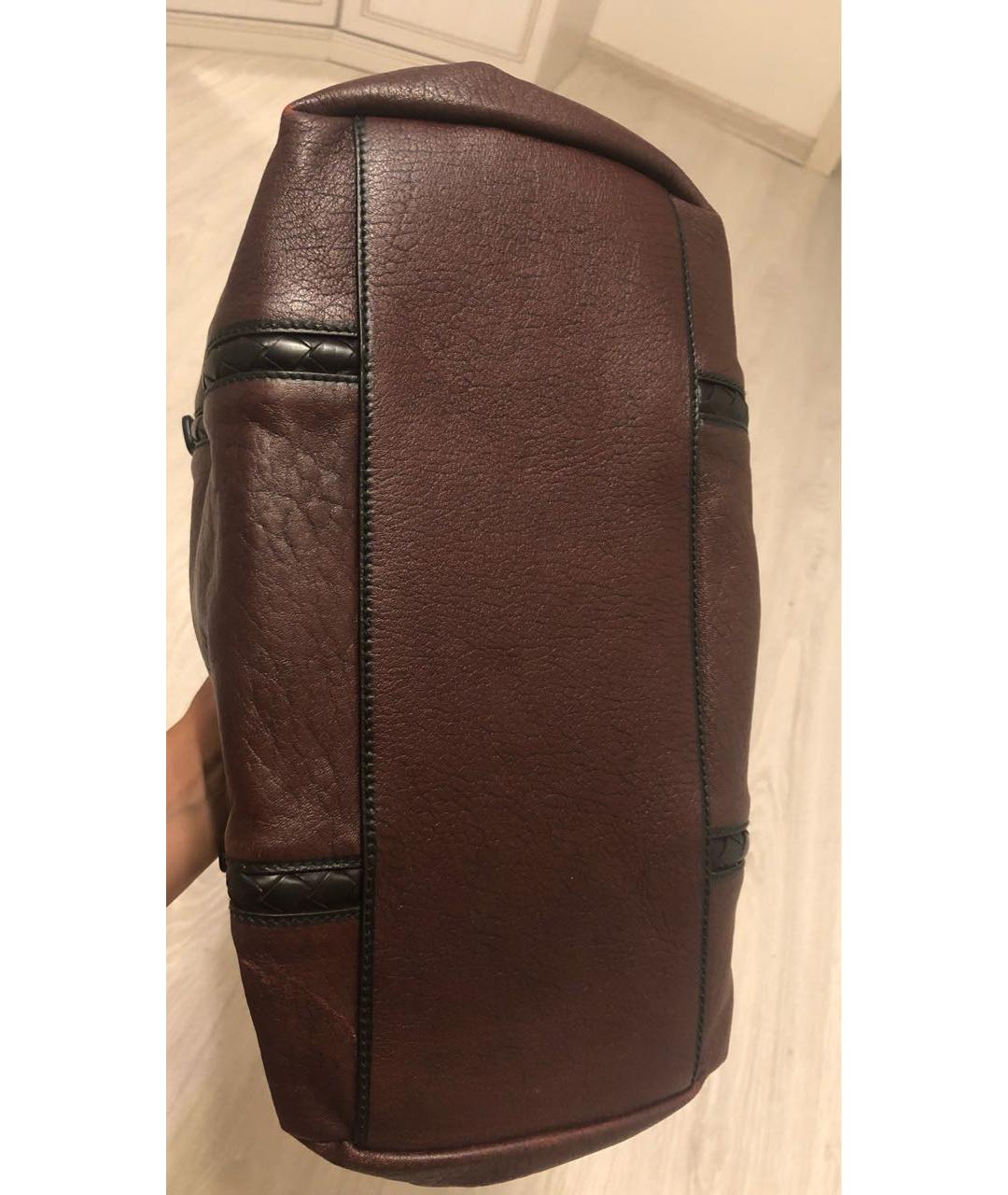 BOTTEGA VENETA Бордовая кожаная сумка тоут, фото 7