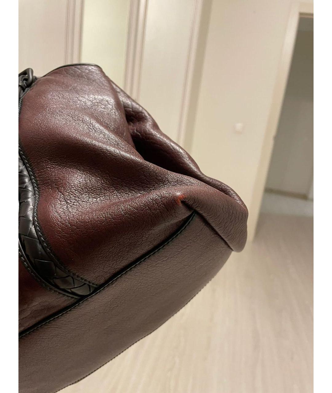 BOTTEGA VENETA Бордовая кожаная сумка тоут, фото 5