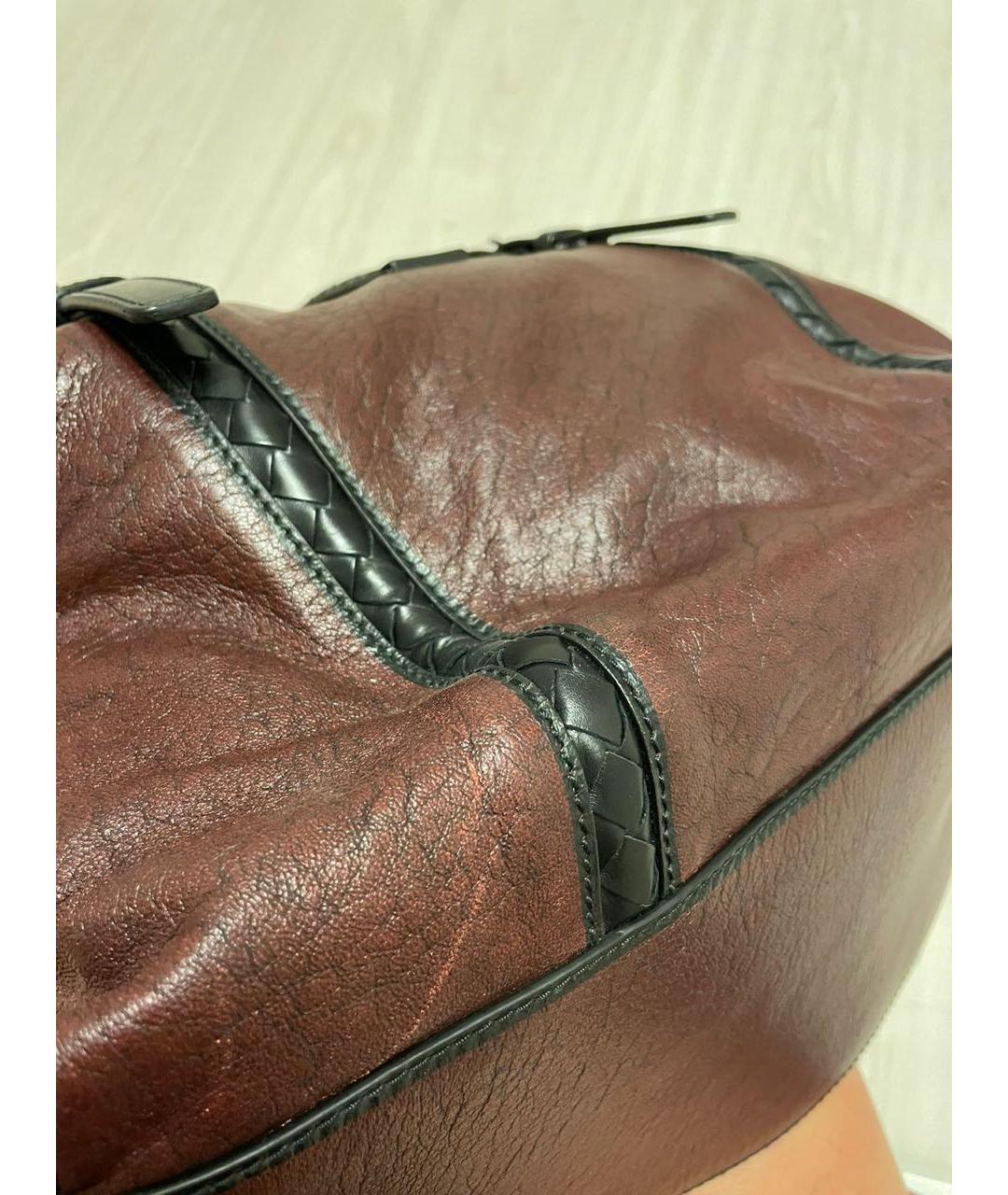 BOTTEGA VENETA Бордовая кожаная сумка тоут, фото 6