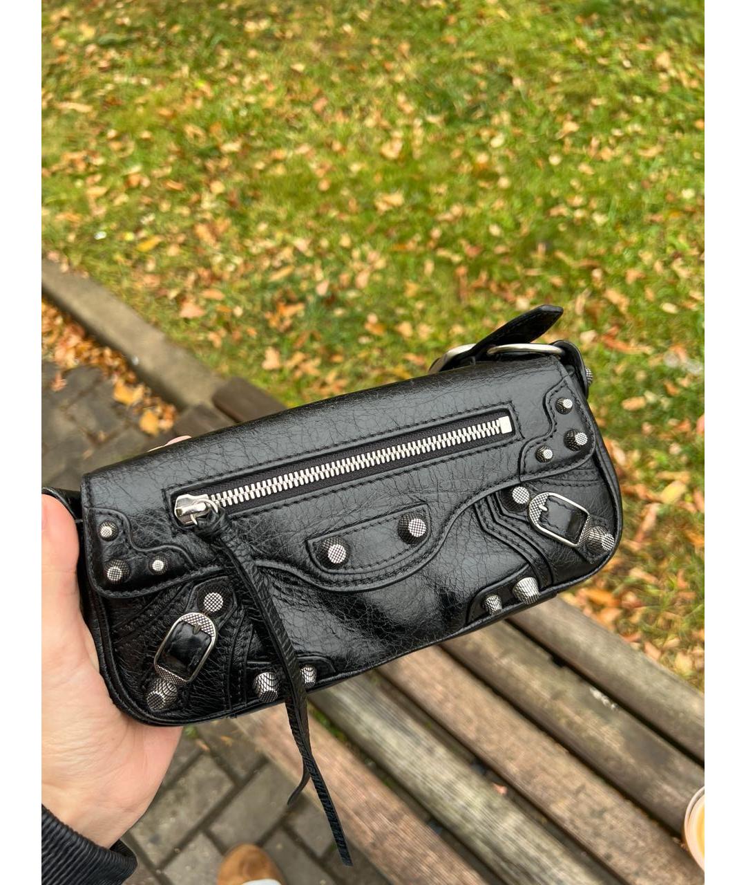 BALENCIAGA Черная кожаная сумка с короткими ручками, фото 5