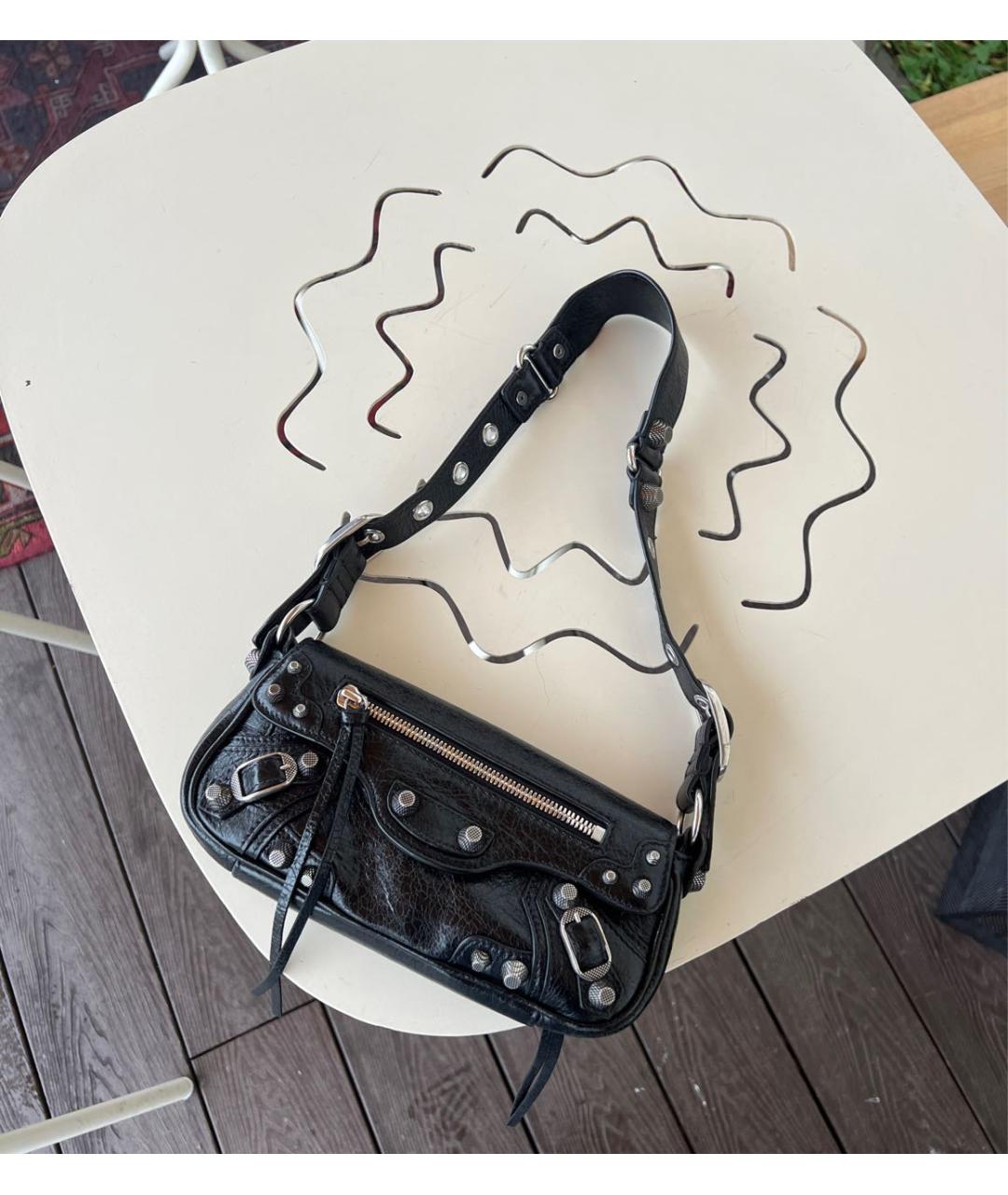 BALENCIAGA Черная кожаная сумка с короткими ручками, фото 3