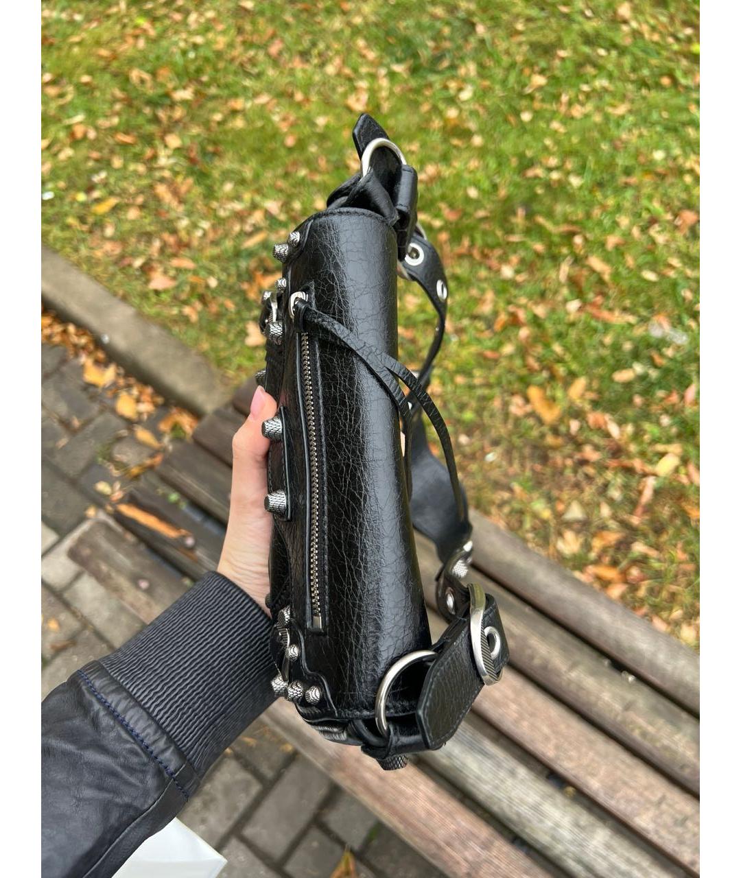 BALENCIAGA Черная кожаная сумка с короткими ручками, фото 7