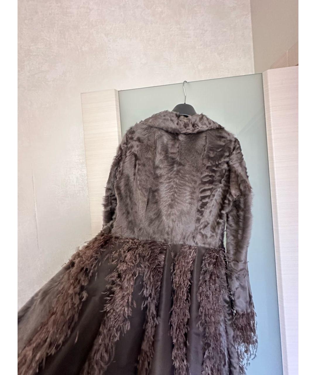 ALBERTA FERRETTI Антрацитовое меховое пальто, фото 4