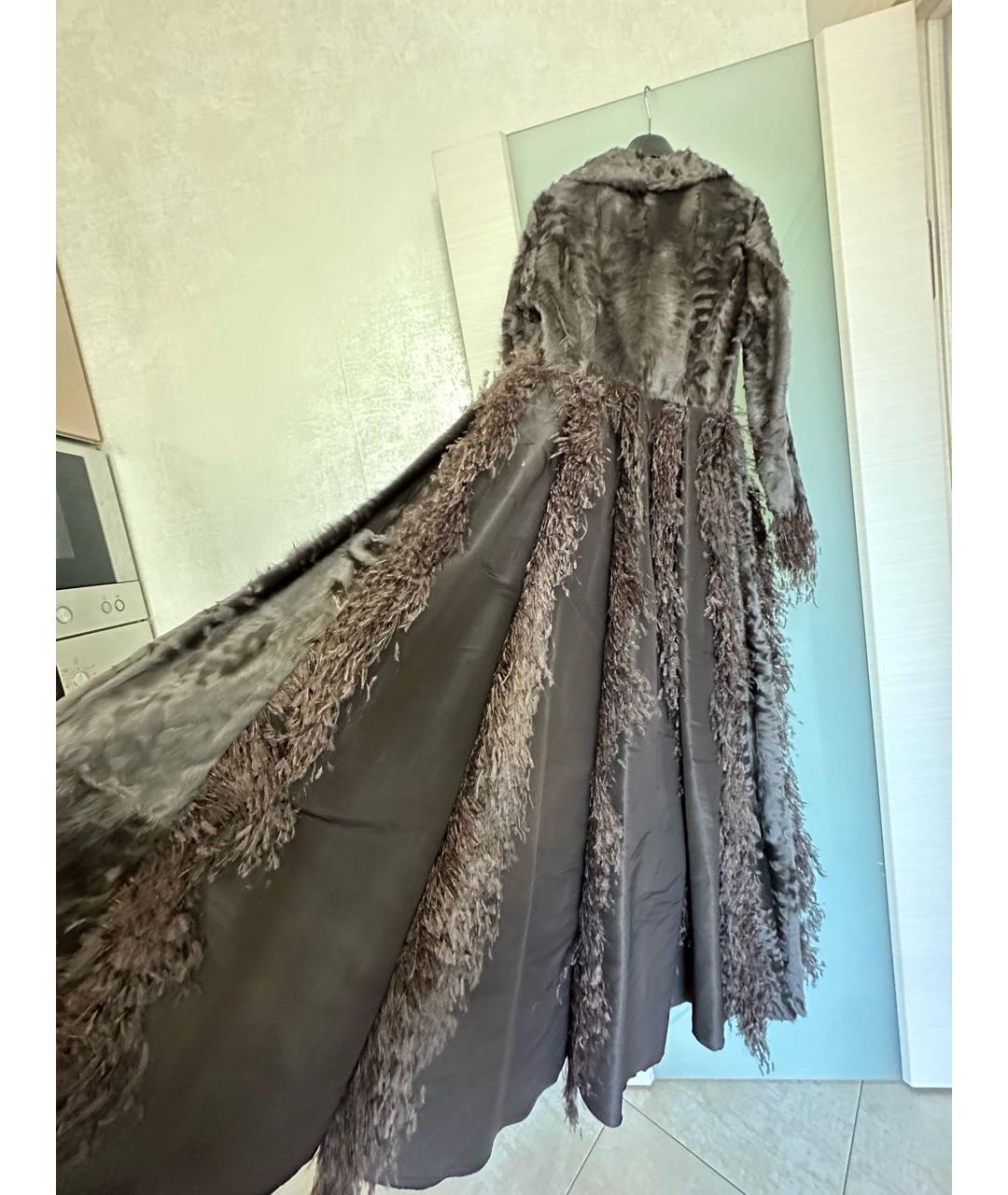 ALBERTA FERRETTI Антрацитовое меховое пальто, фото 3