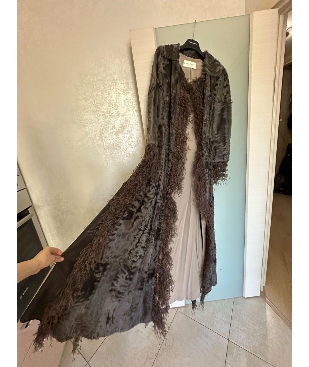 ALBERTA FERRETTI Антрацитовое меховое пальто, фото 2