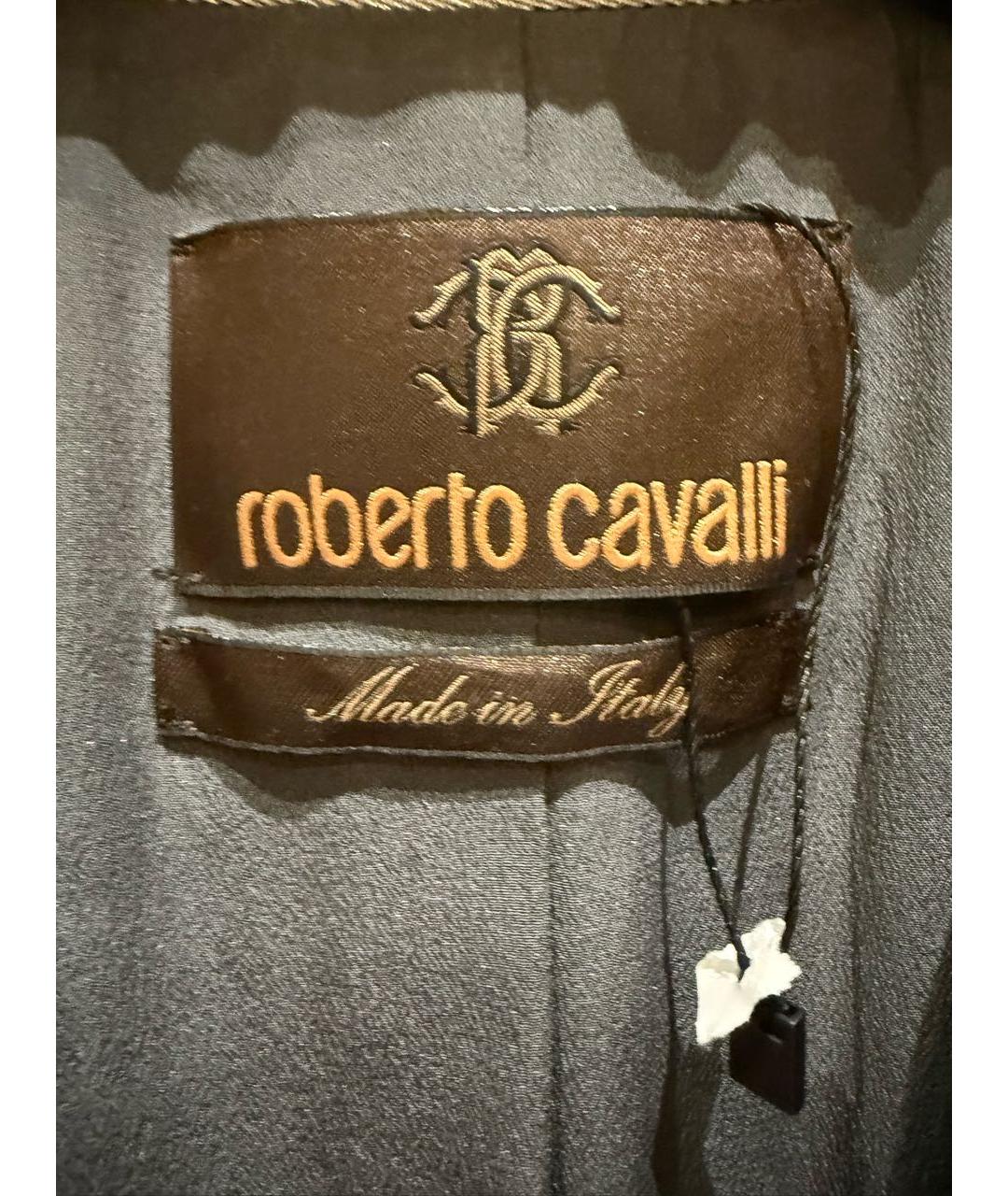 ROBERTO CAVALLI Серый бархатный жакет/пиджак, фото 4