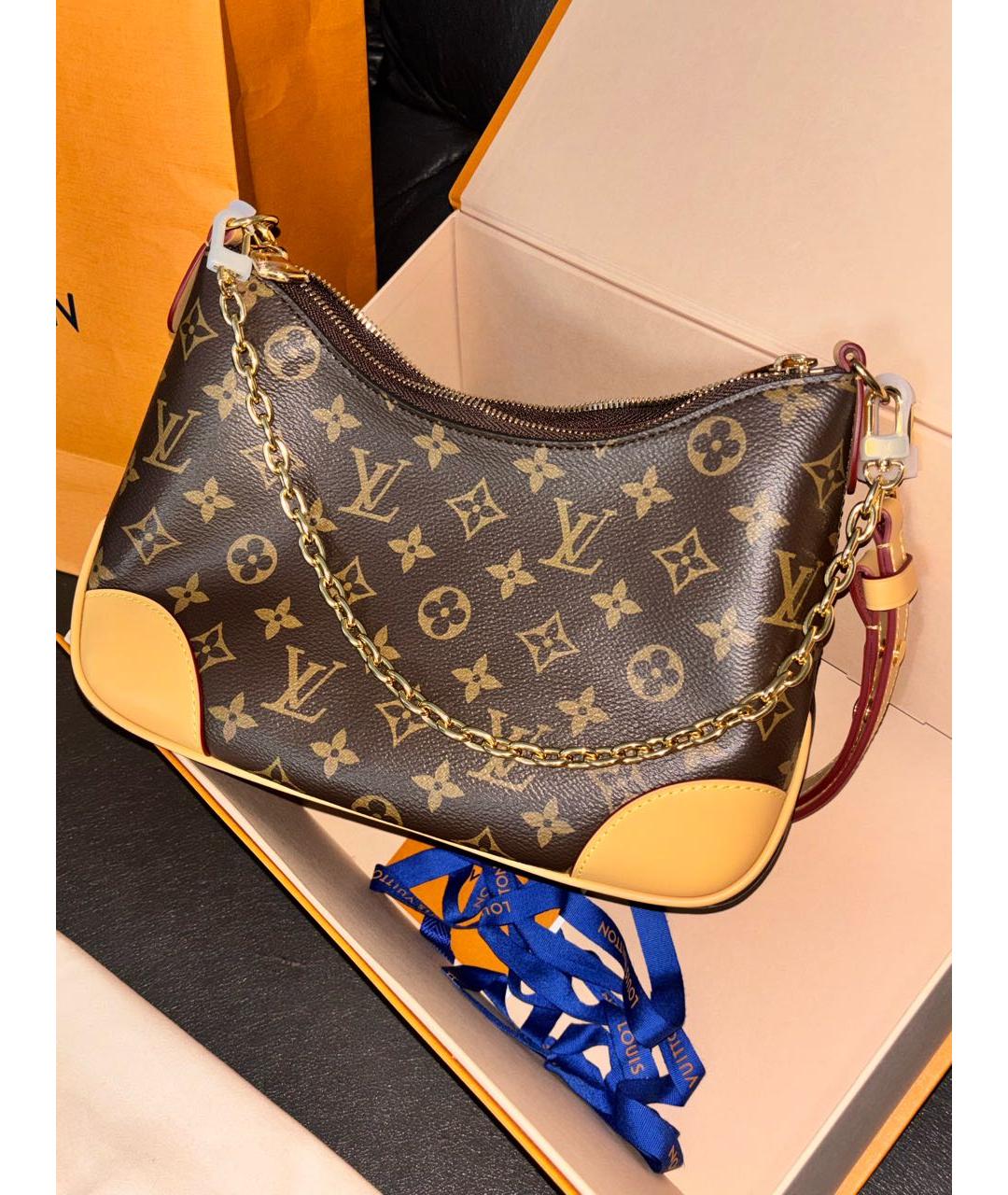 LOUIS VUITTON Коричневая кожаная сумка через плечо, фото 6