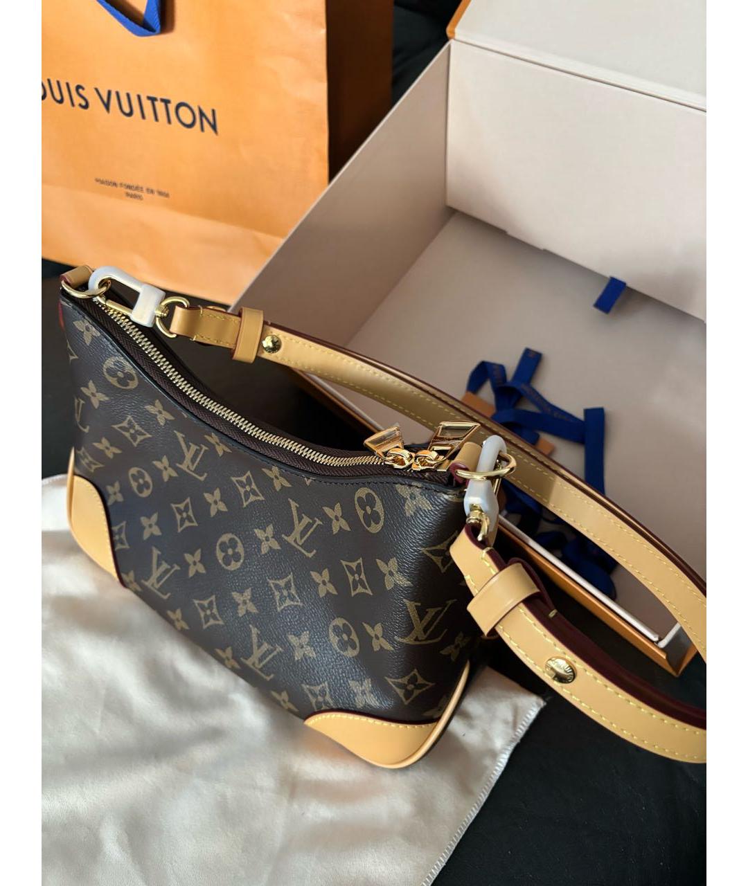 LOUIS VUITTON Коричневая кожаная сумка через плечо, фото 5