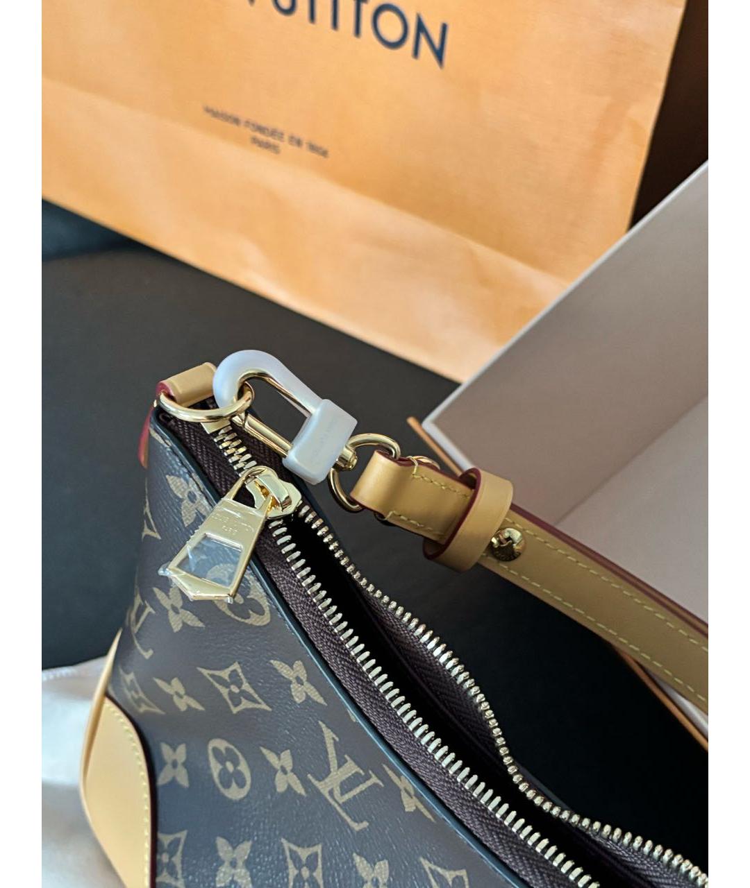 LOUIS VUITTON Коричневая кожаная сумка через плечо, фото 8