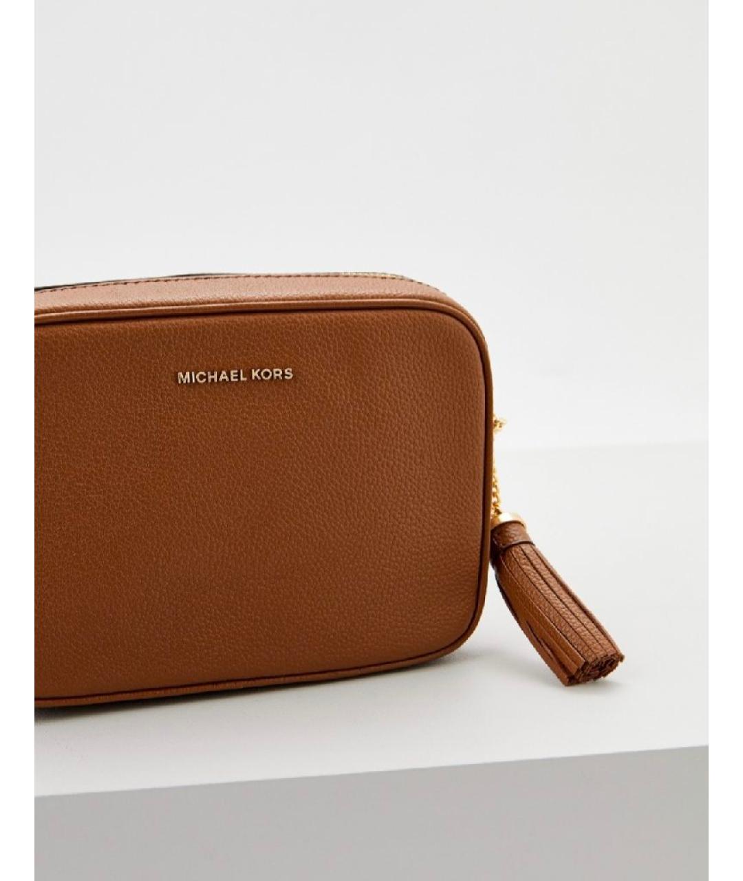 MICHAEL KORS Коричневая кожаная сумка через плечо, фото 3