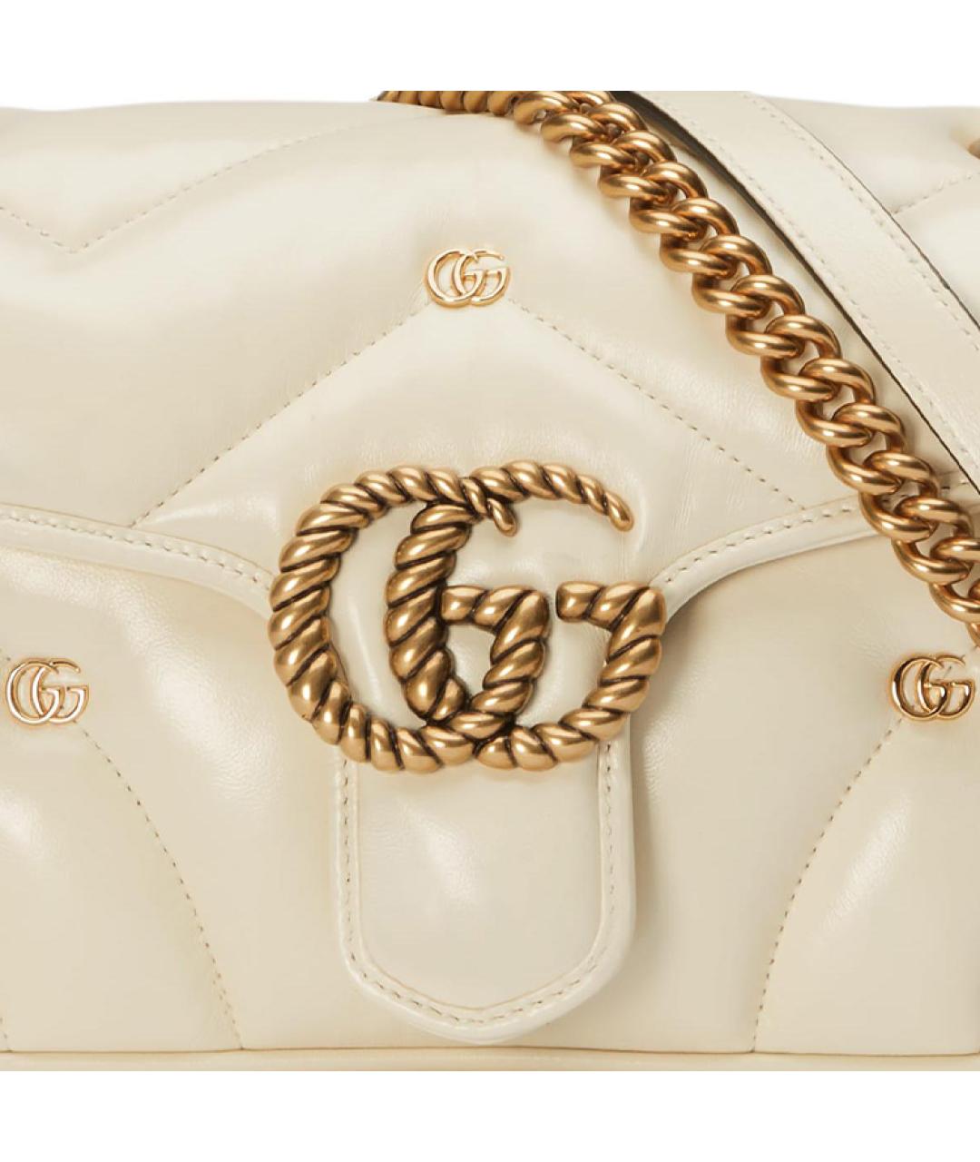 GUCCI Бежевая кожаная сумка через плечо, фото 9