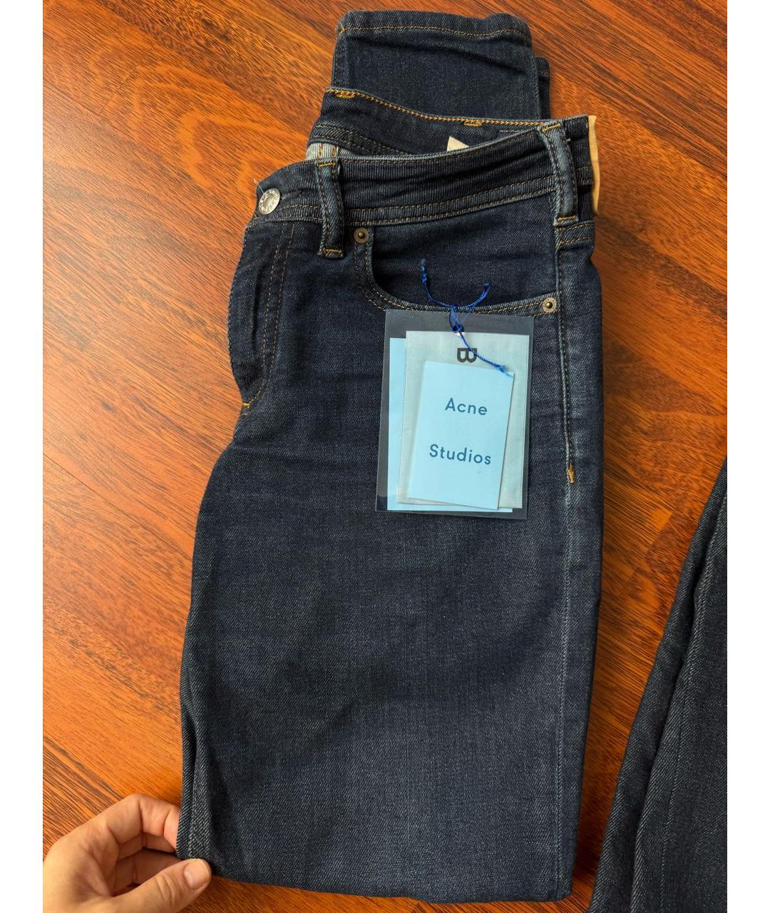 ACNE STUDIOS Синие хлопко-эластановые джинсы слим, фото 5