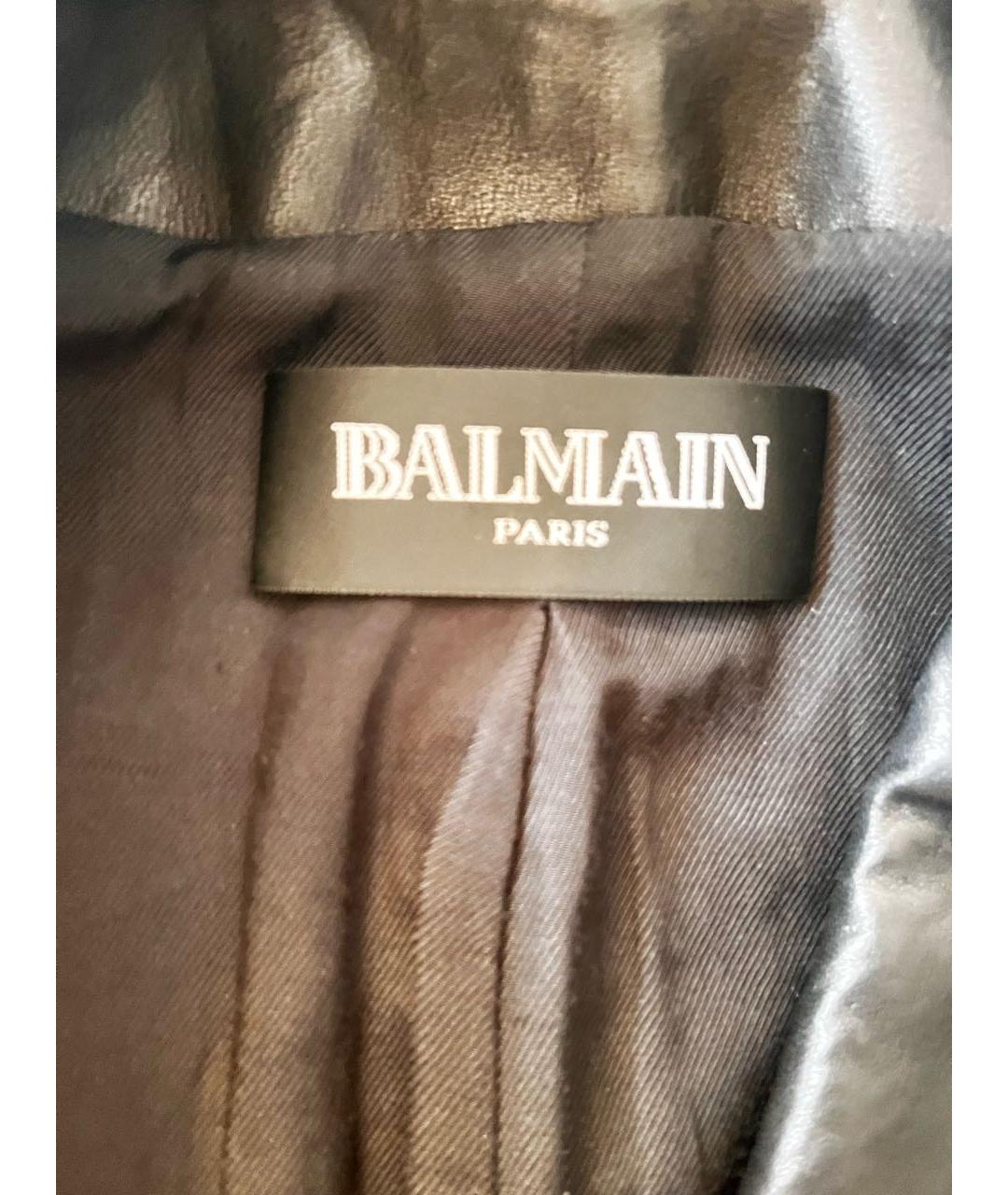 BALMAIN Черный кожаный жакет/пиджак, фото 3
