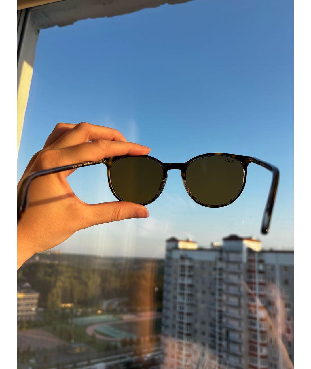 RAY BAN Коричневые пластиковые солнцезащитные очки, фото 6
