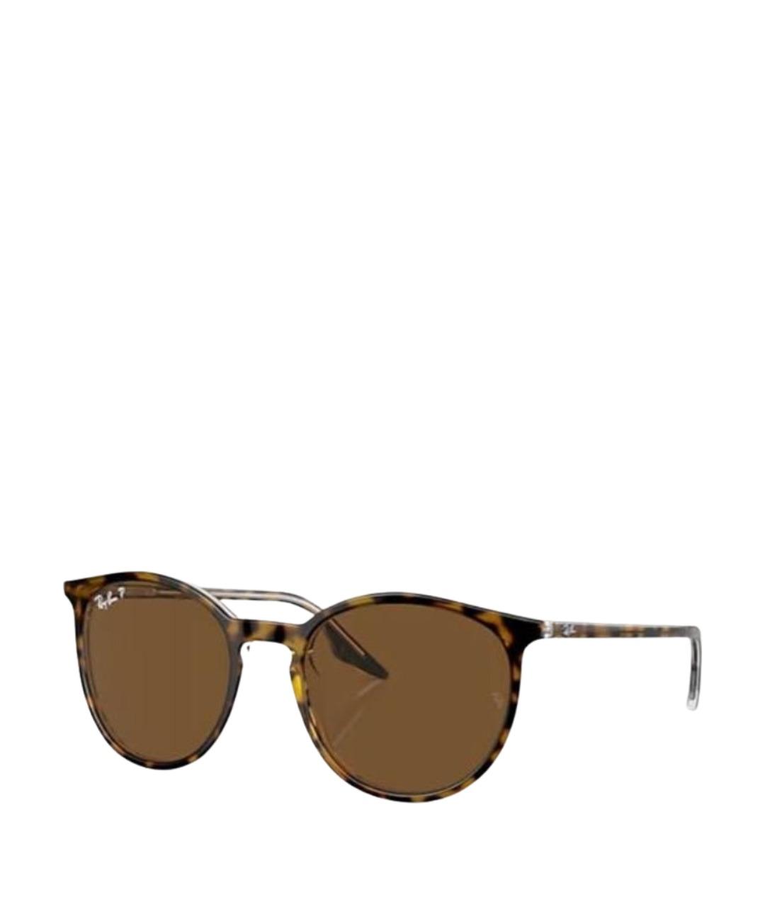 RAY BAN Коричневые пластиковые солнцезащитные очки, фото 1