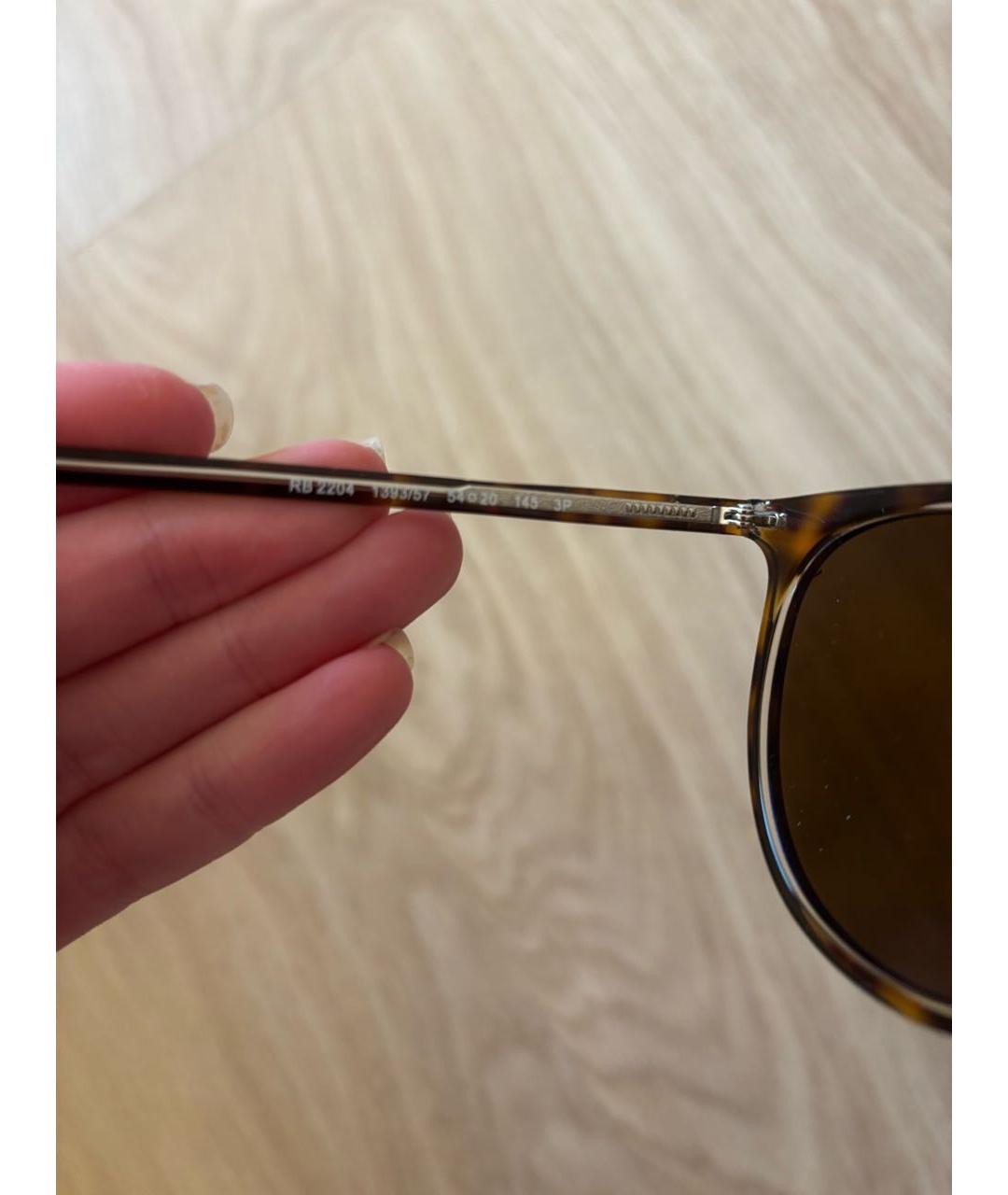 RAY BAN Коричневые пластиковые солнцезащитные очки, фото 7