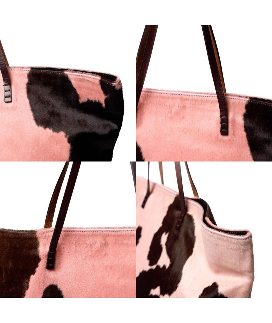 FENDI Розовая шерстяная сумка тоут, фото 5