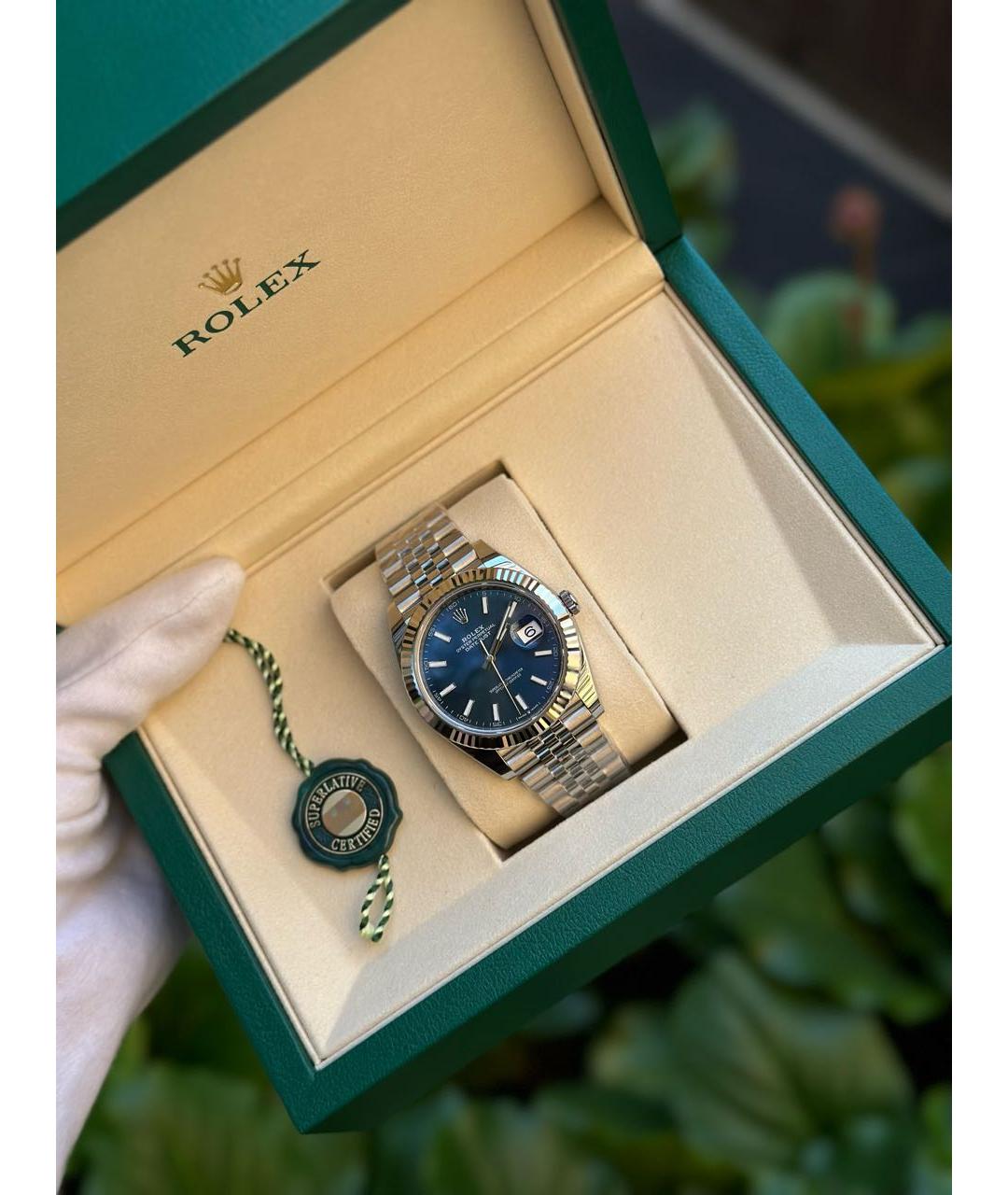 ROLEX Синие часы из белого золота, фото 3