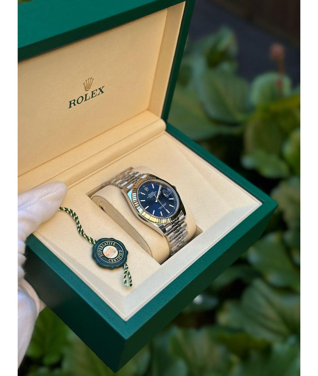 ROLEX Синие часы из белого золота, фото 2