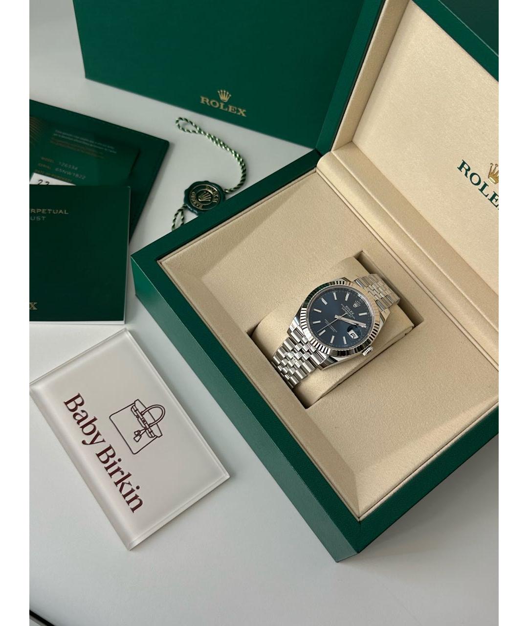 ROLEX Синие часы из белого золота, фото 7