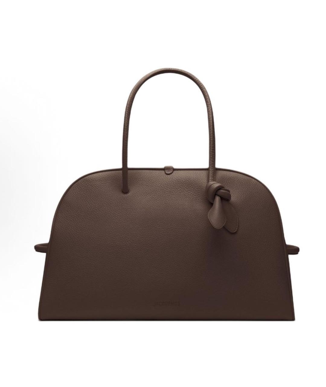 JACQUEMUS Коричневая кожаная сумка с короткими ручками, фото 6