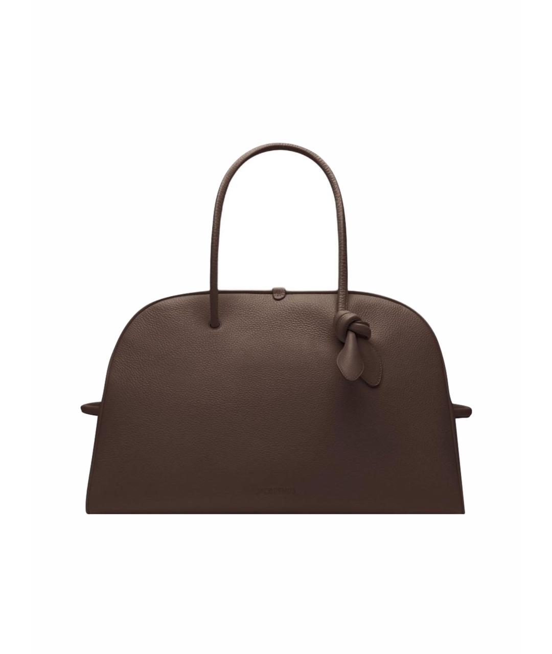 JACQUEMUS Коричневая кожаная сумка с короткими ручками, фото 1