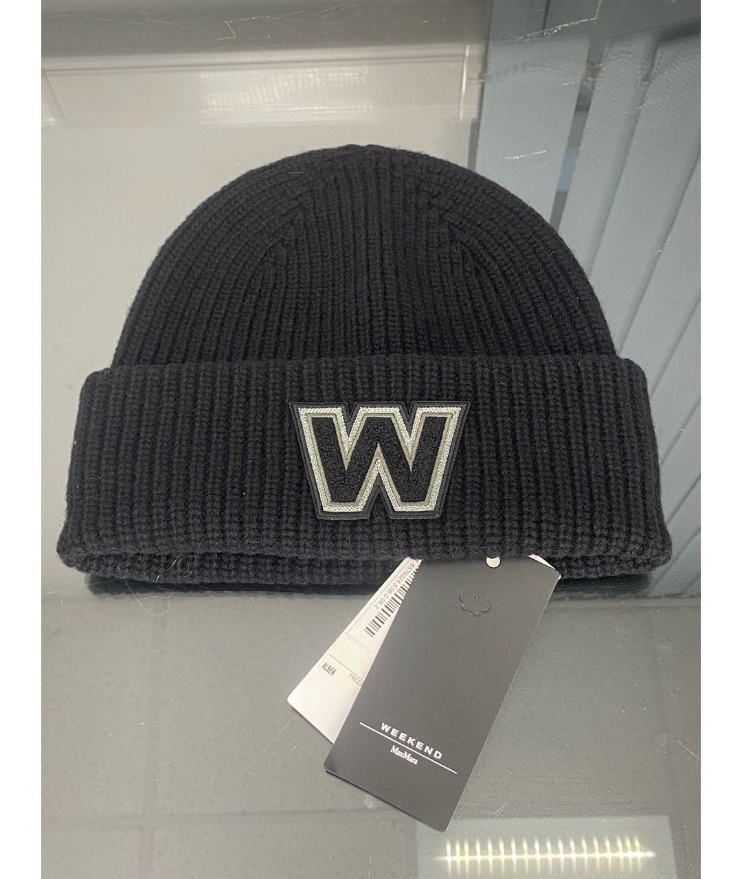 WEEKEND MAX MARA Черная шерстяная шапка, фото 4