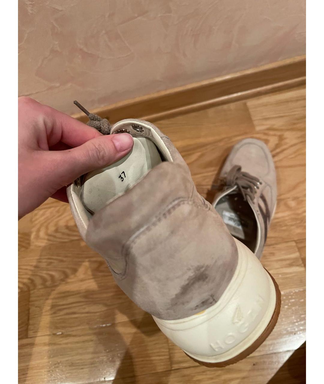 HOGAN Бежевые замшевые кроссовки, фото 7