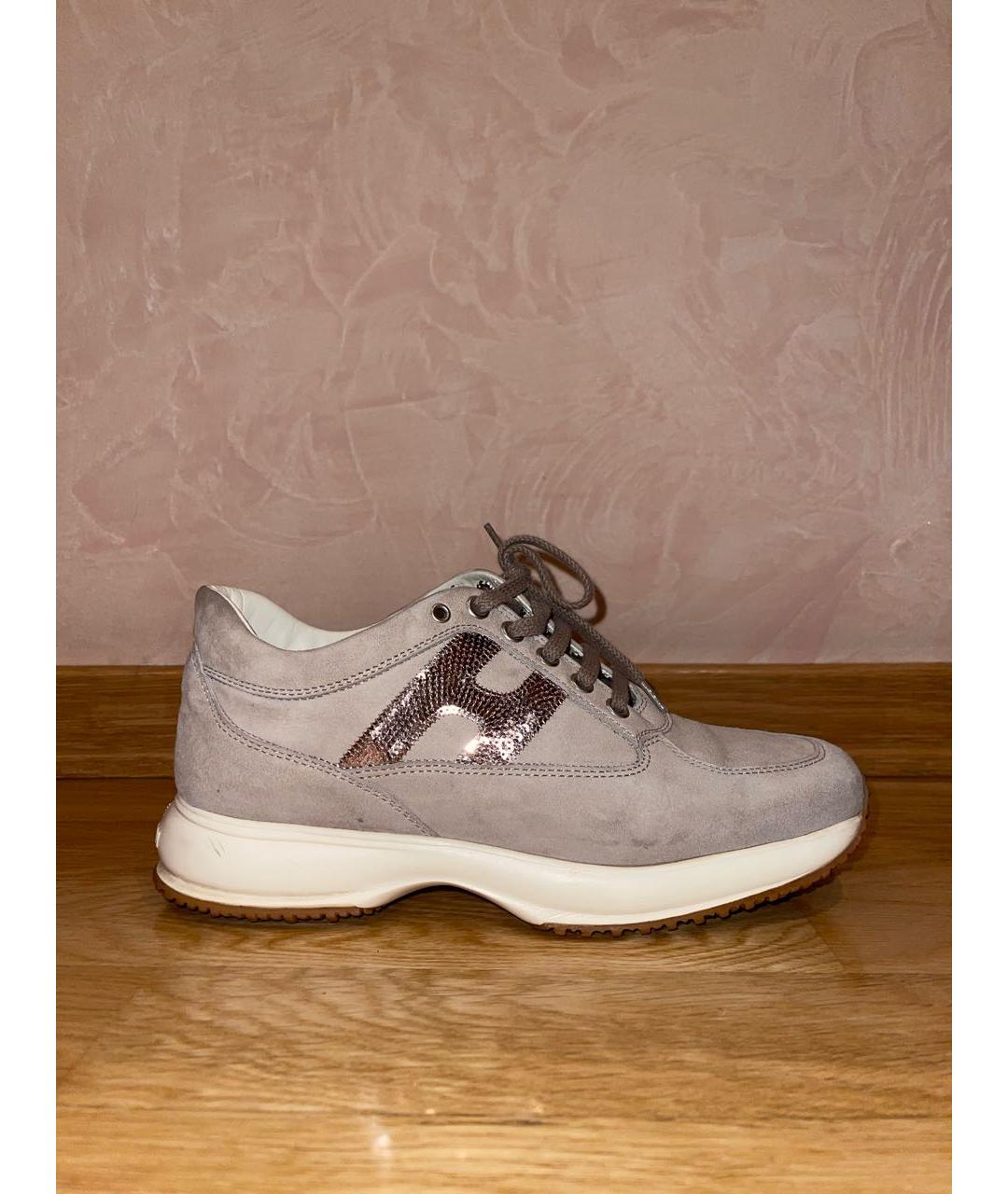 HOGAN Бежевые замшевые кроссовки, фото 8
