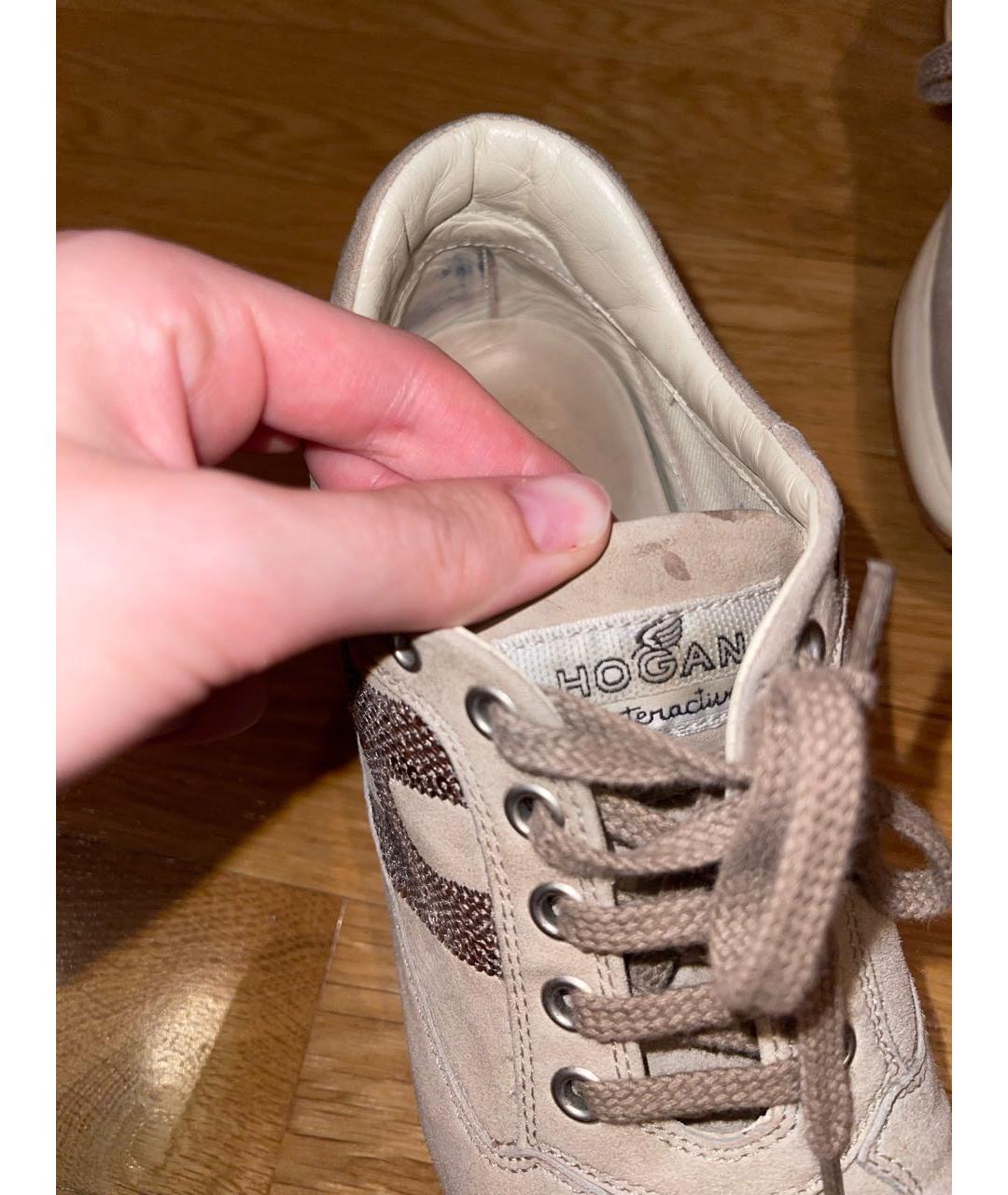 HOGAN Бежевые замшевые кроссовки, фото 4