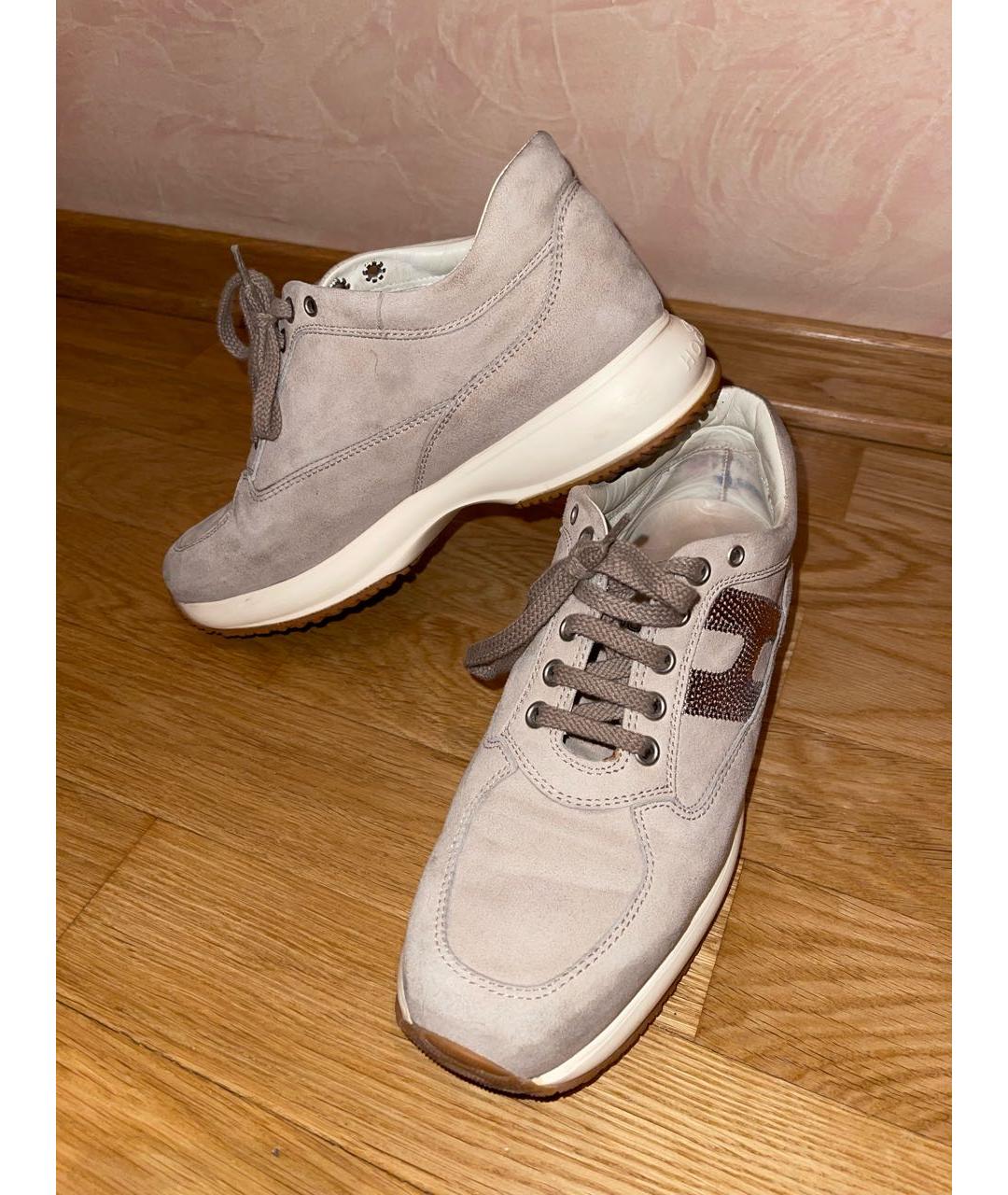 HOGAN Бежевые замшевые кроссовки, фото 3